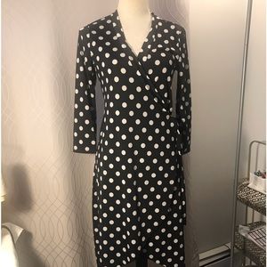 Polka Dot Black & White Overlap Dress
